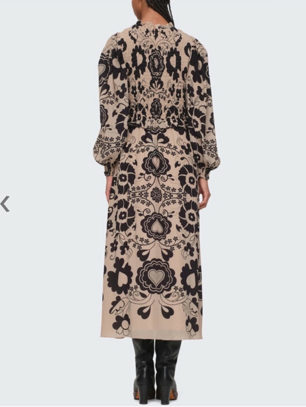 NWOT Sea New York Ecru and Black Floral Long Sleeve Dress - Picture 3 of 8